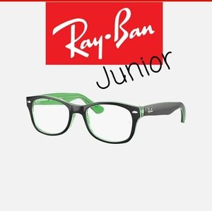 NWT Ray-ban Junior RB1528 3764 Black/green RX Eyeglass Frames 48-16-130
